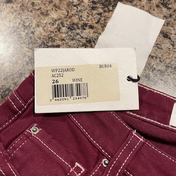 NWT IRO Jeans Jarod Skinny Dark Academia Cottage Fall Boho Indie Wine Red 26 - Picture 4 of 5